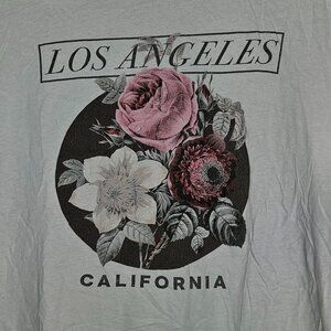 Large Aeropostale Los Angeles California Floral White T-Shirt